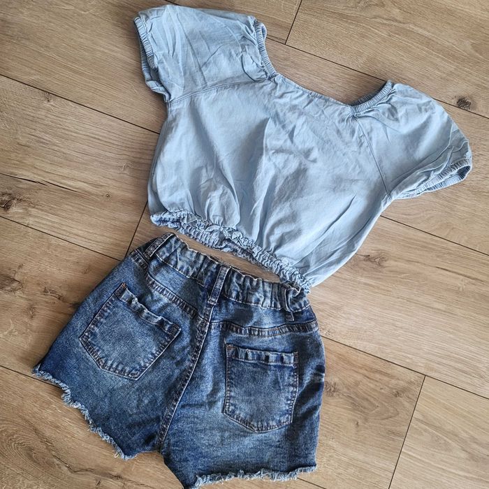 Prześliczny zestaw koszulka spodenki jeans r. 134,140,146 j.nowe Pepco
