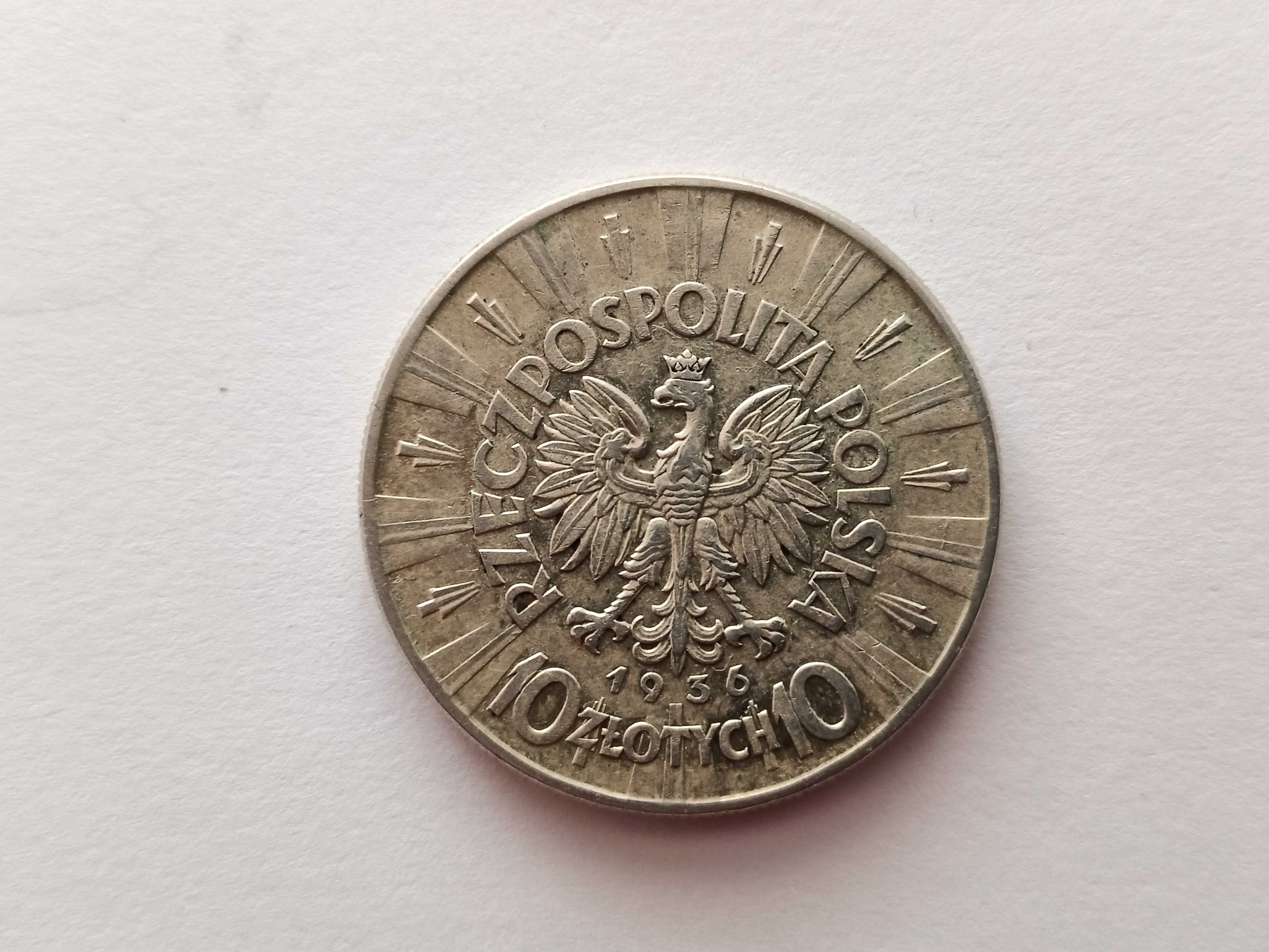 10 złotych 1936 Marszałek J. P . oryginał Srebro