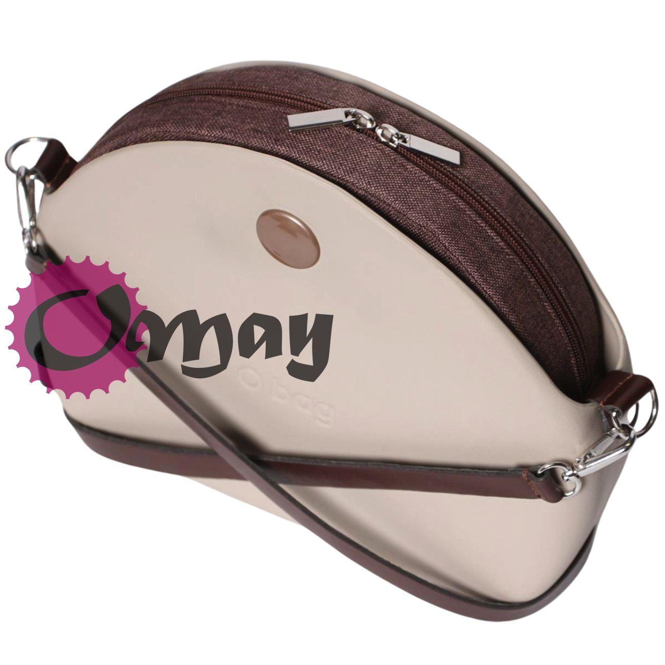 Brązowy organizer do OBAG MOON LIGHT len splot 2 kieszenie wkład OMAY