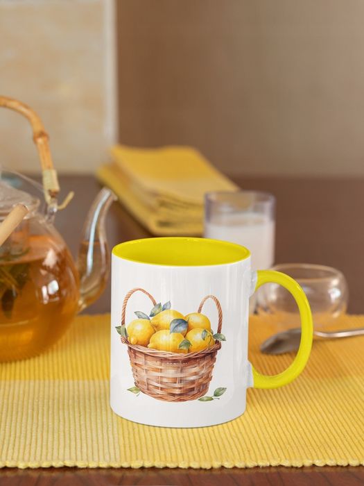 cudowny kubek soczyste sycylijskie cytryny w koszu cytryna ceramika 33