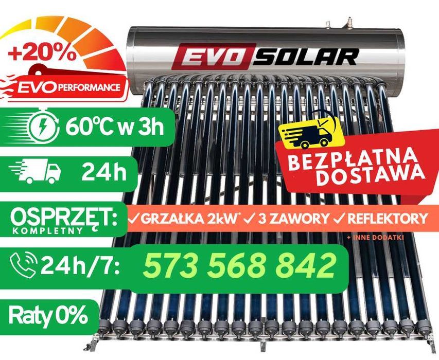 Kolektor słoneczny 100l, 150l, 200l, 240l - EVO Solar - kolektoreo.pl