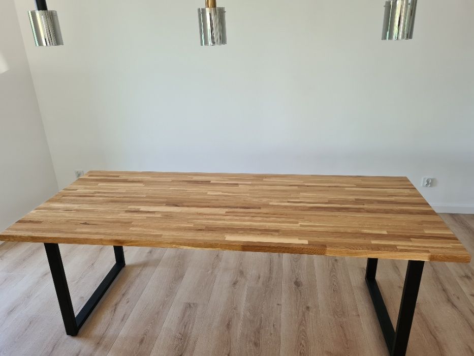 Stół drewniany dębowy 120x80x3 loft metalowe nogi salon