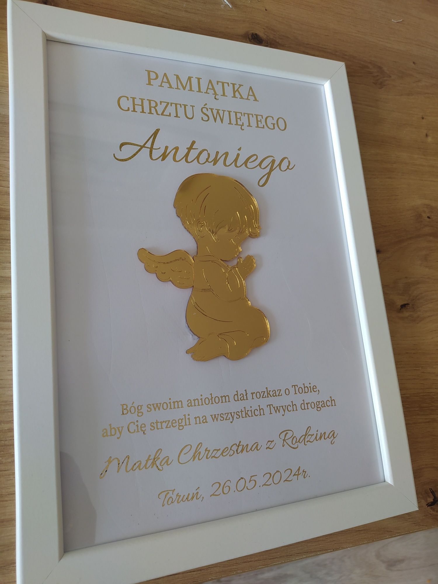 Pamiątka chrztu świętego, prezent, ramka