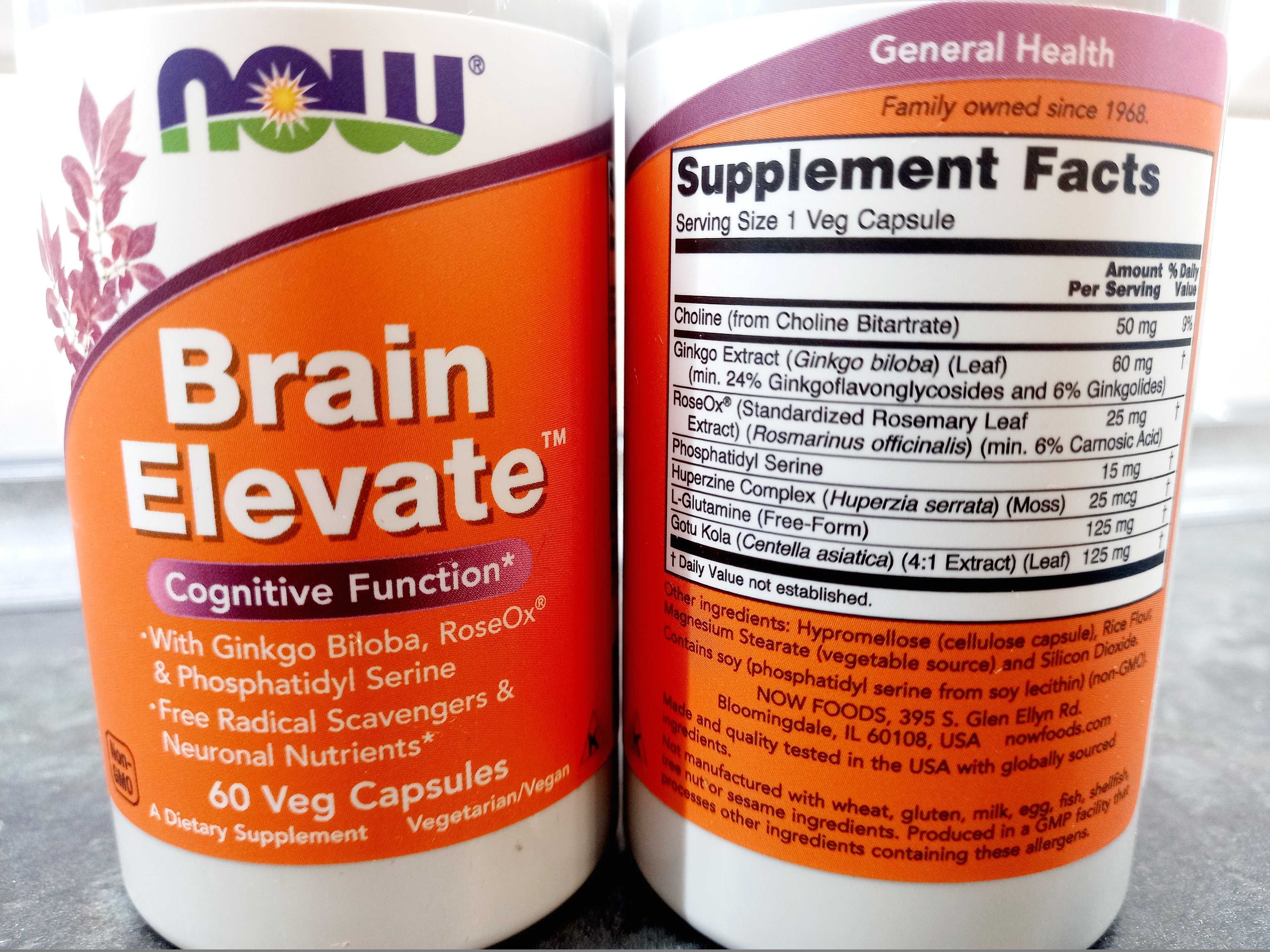 Now Foods, Brain Elevate (60 капс.), для мозга, для нервной системы