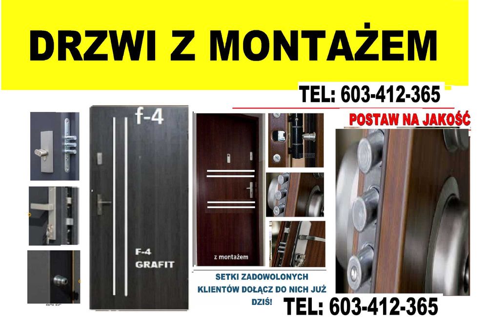 Drzwi  ZEWNĘTRZNE wejściowe z montażem WEWNĘTRZNE tanio