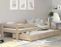 Łóżko dla dziecka parterowe 160x80 drewniane+ materac HUGO