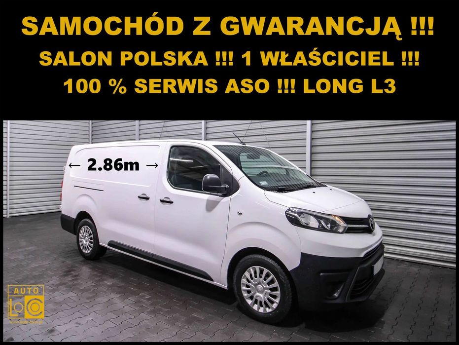 Toyota PROACE FURGON LONG L3  LONG L3 + 2,0D 144 KM +  Salon POLSKA + 100% Serwis TOYOTA + 1 wł. !!!