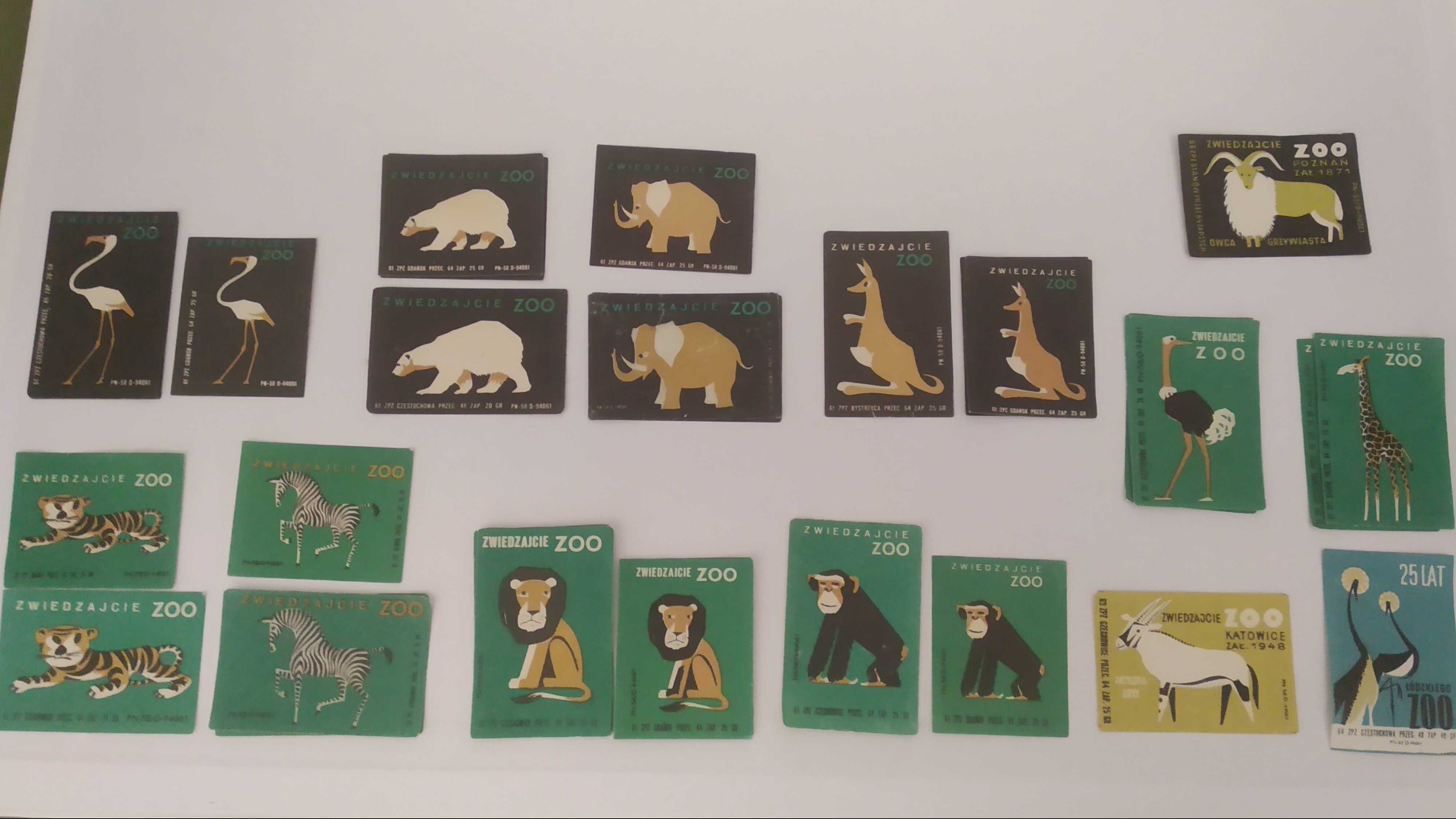 Etykiety zapałczane małe, zestaw, motyw: zoo