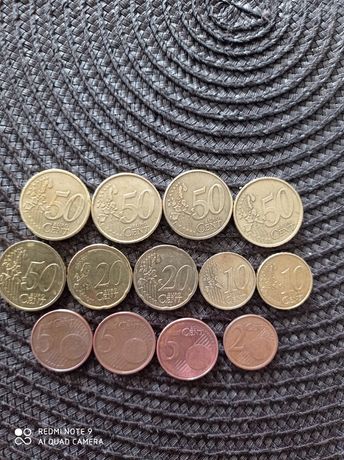 Monety euro cent 50,20,10,5 ,2 różne roczniki