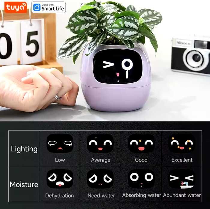 Умный интерактивный горшок для растений Tuya Ivy Smart Planter зеленый