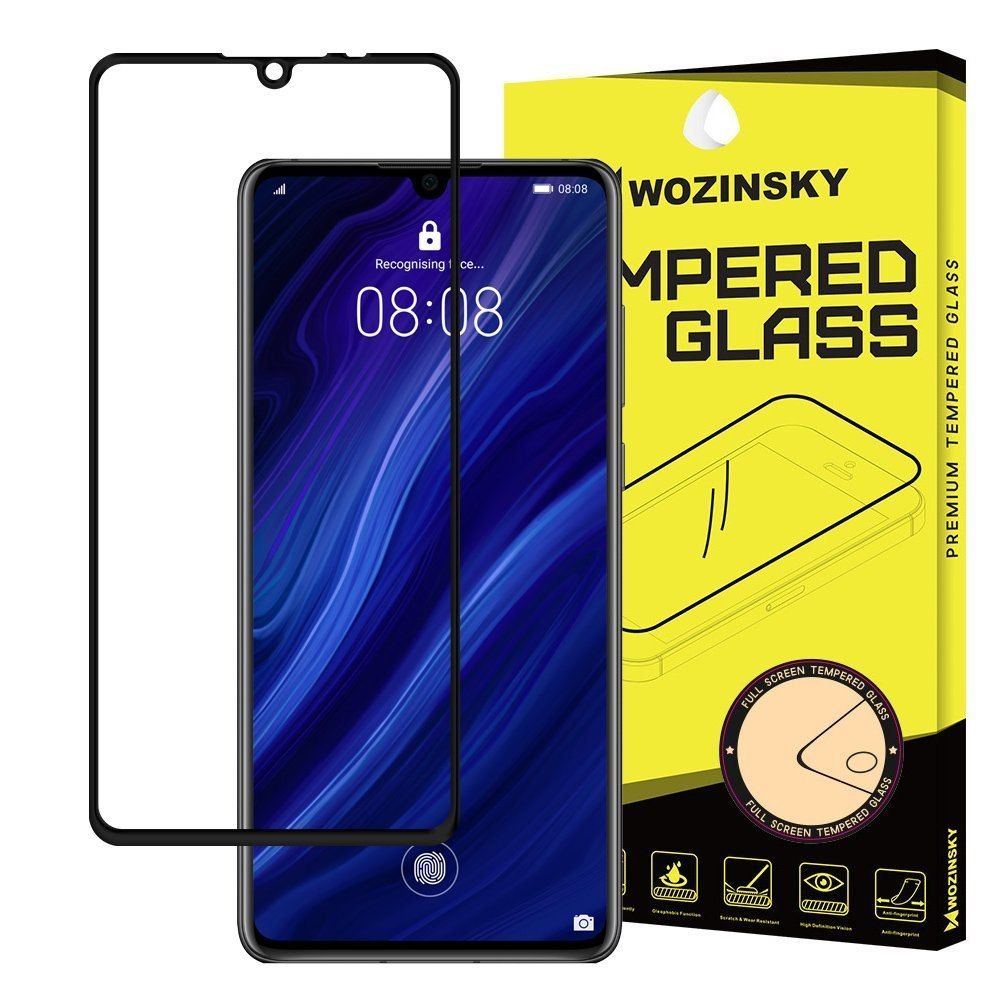 Szkło Hartowane Full Glue Na Cały Ekran Z Ramką Do Huawei P30 Czarny