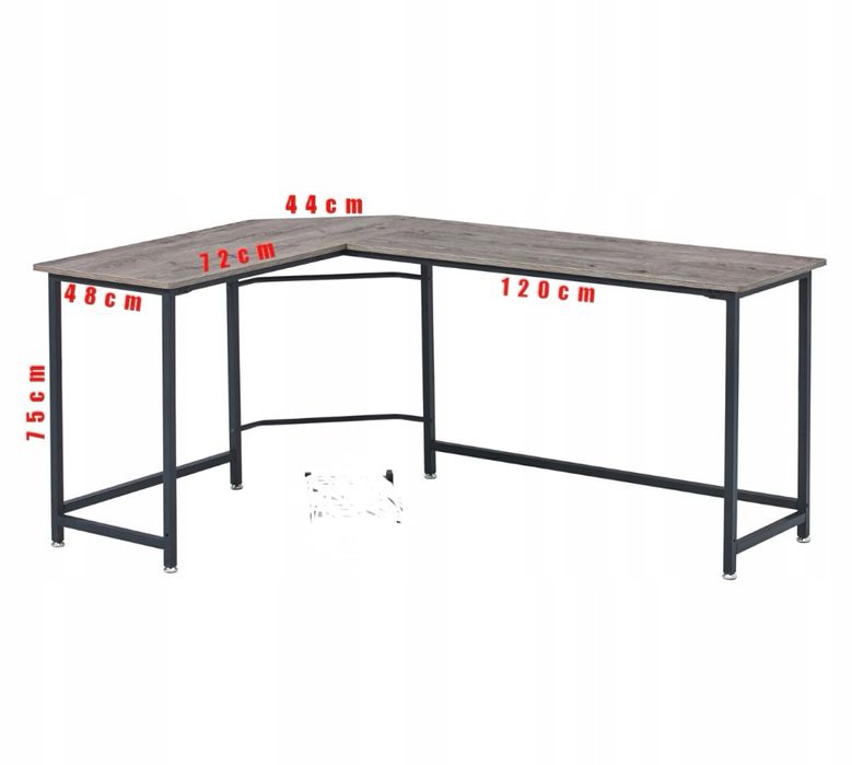 Biurko narożne - blat laminat nogi czarne metalowe loft