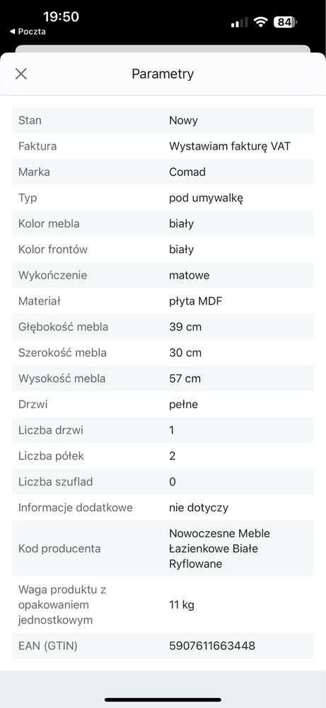 Szafka łazienkowa 30 cm mała
