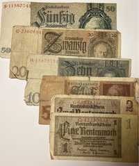 Marki Niemcy Reichsmark 50, 20, 10, 5,2,1 1929r - 1942r zestaw