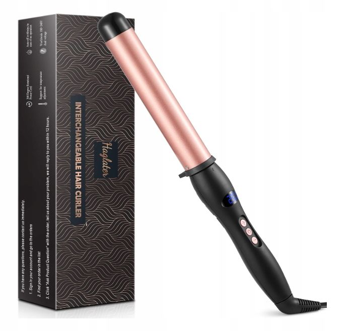 Lokówka ceramiczna 32 mm bez klipsa z turmalinem + rękawica + adapter