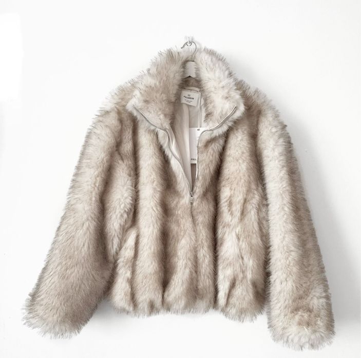Futerko kurtka Pull & Bear plaszczyk nowe beż białe ciepłe