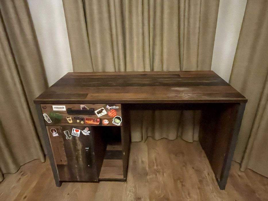 Biurko loft z szafką i szufladą efekt starego drewna