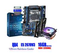 Комплект: процесор E5 2670 v3, материнка QD4 X99, ОЗУ 16 гб, кулер