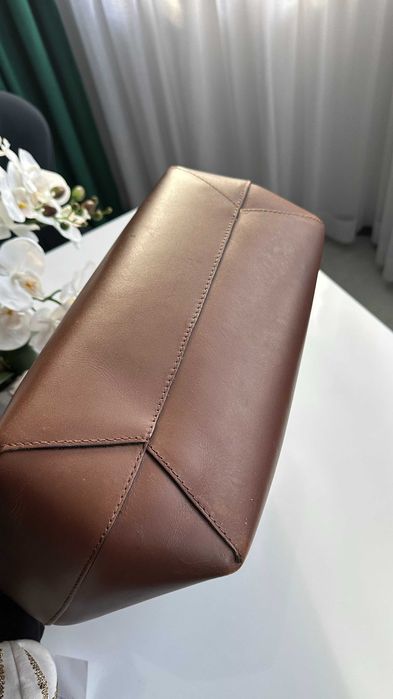 Duża torebka shopper Zara skóra bawola bawełna