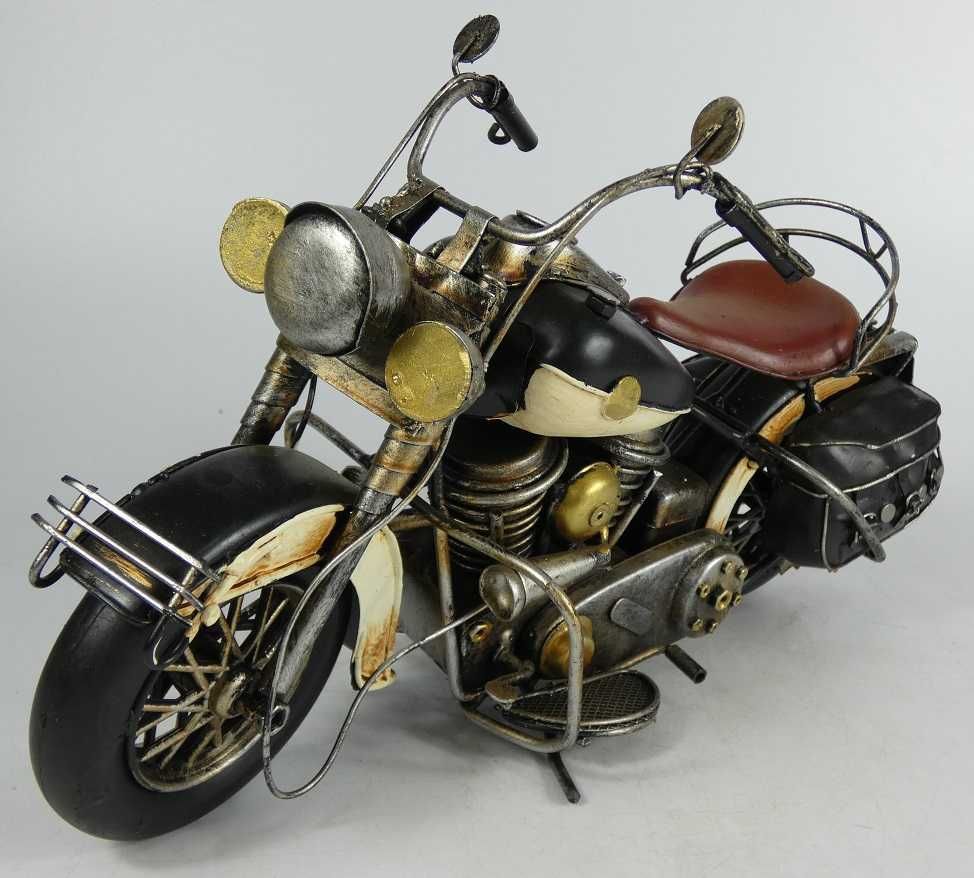 Metalowy czarny MOTOR retro pojazd 34 cm motocykl