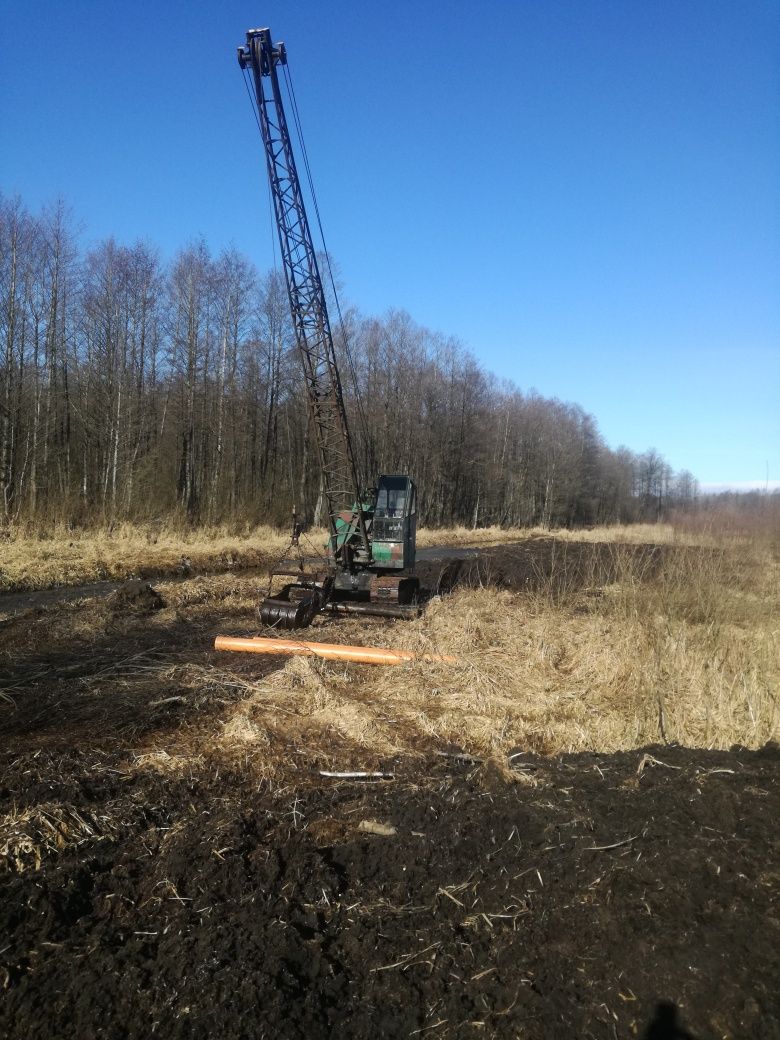 Kopanie, pogłębianie stawów.Koparka linowa KM-251,motopompa powodziowa