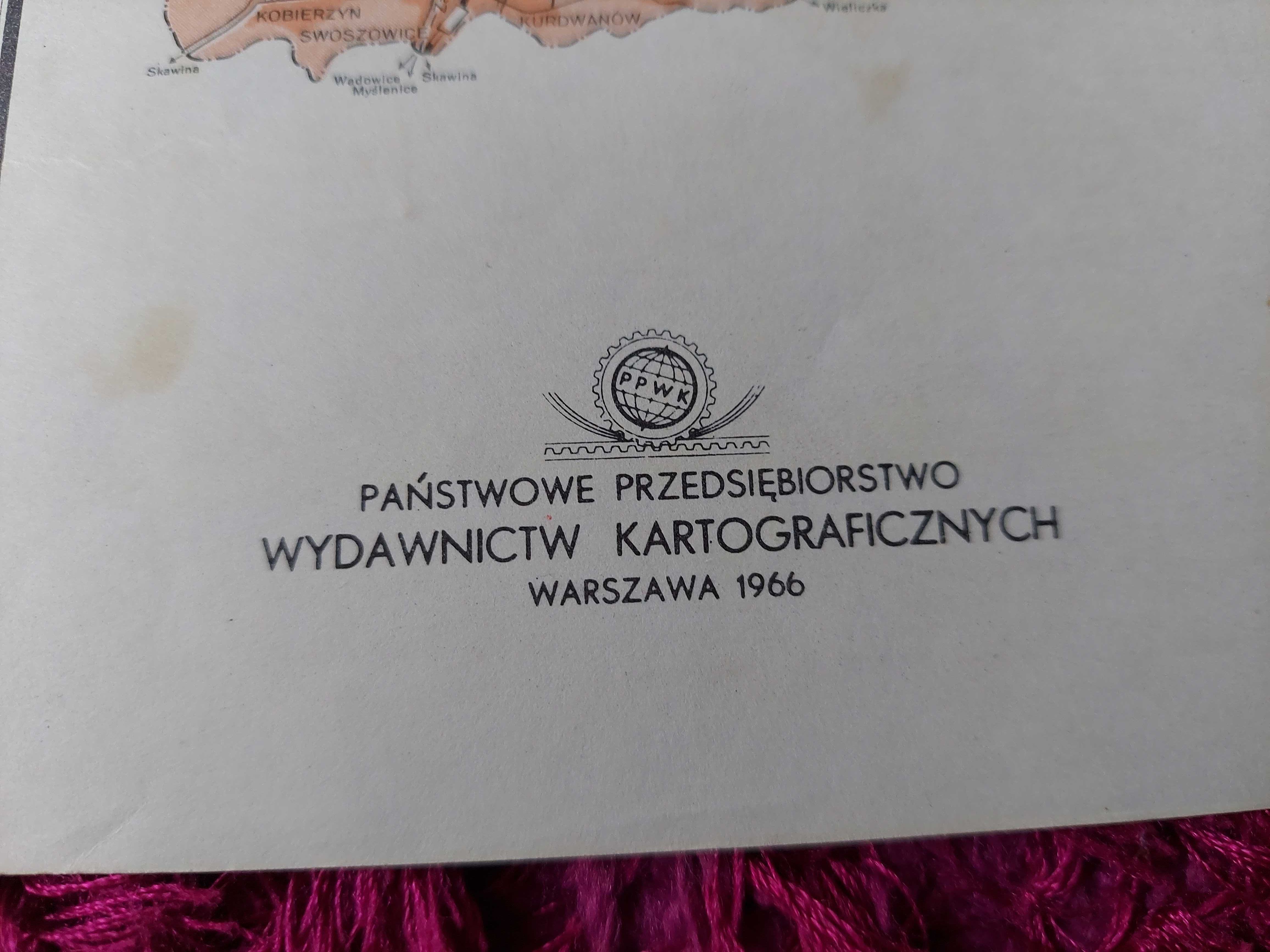 mapa województwa krakowskiego 1966 r