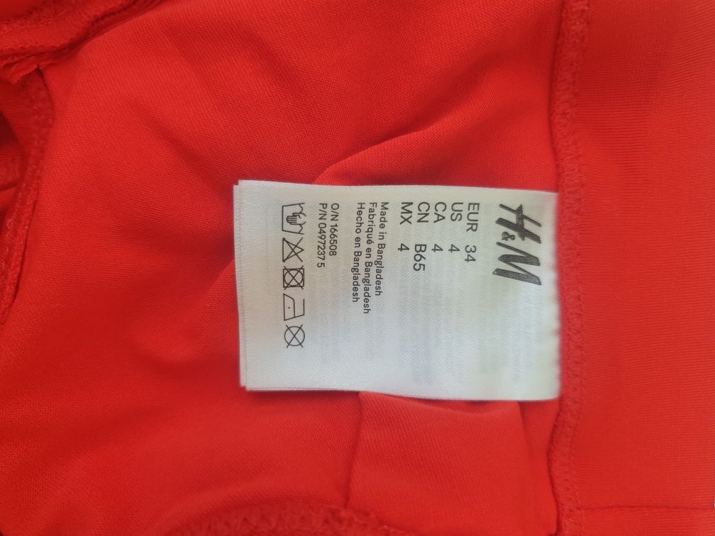 H&M top bluzka krótka stanik czerwony rozm.XS (34)