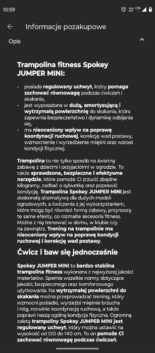 Mini trampolina fitness + mata amortyzująca gratis