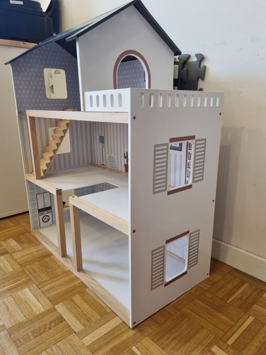 Drewniany domek dla lalek mamabrum z akcesoriami Rodzinka Leaf zestaw