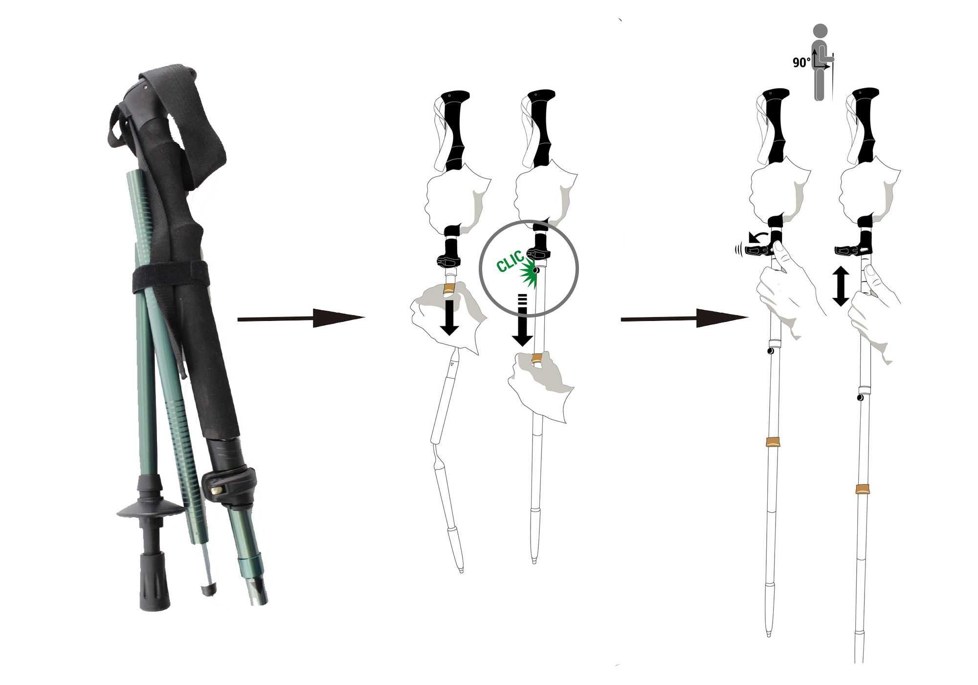 Kije trekkingowe lekkie kompaktowe kijki SKŁADANE TYLKO 36 cm !