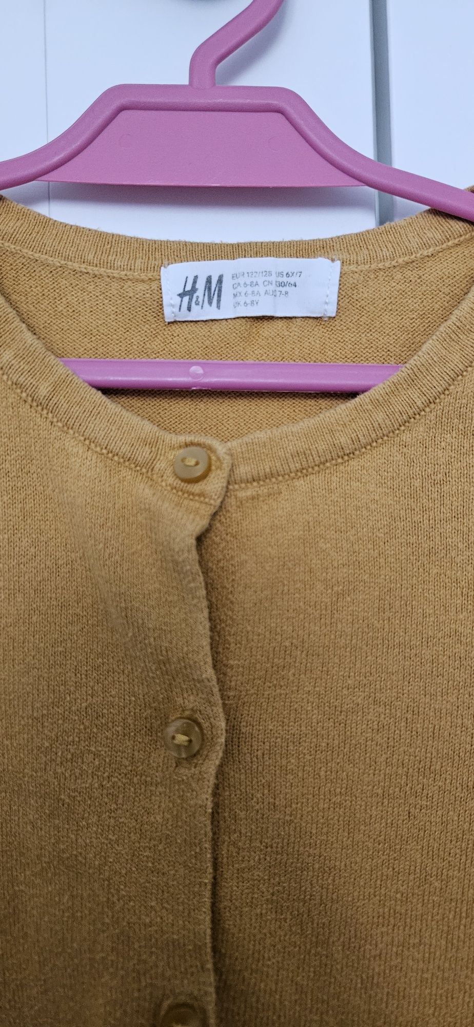 H&M cienki bawełniany kardigan sweterek zapinany na guziki r. 122/128