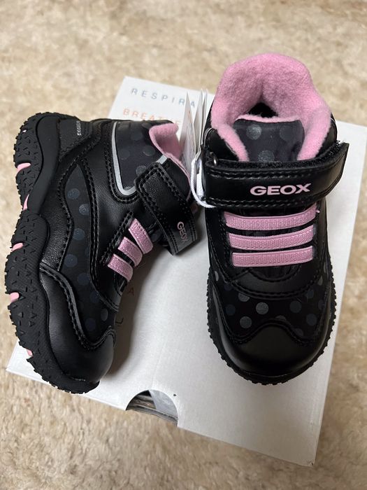 buty ocieplane Geox respira roz 22/14,5 cm czarno różowe rzep