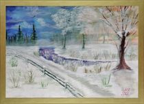 Obraz, pejzaż zimowy, akryl, płótno w ramie 78x108 cm