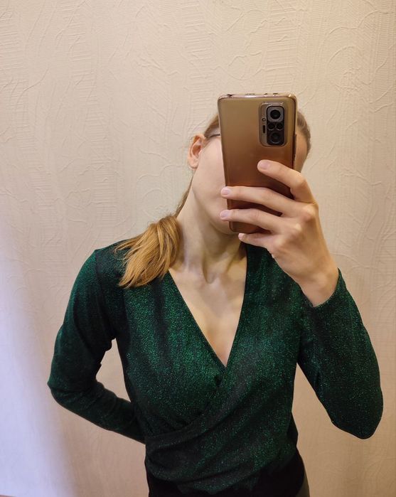 Кофтинка боді, зелена, люрекс