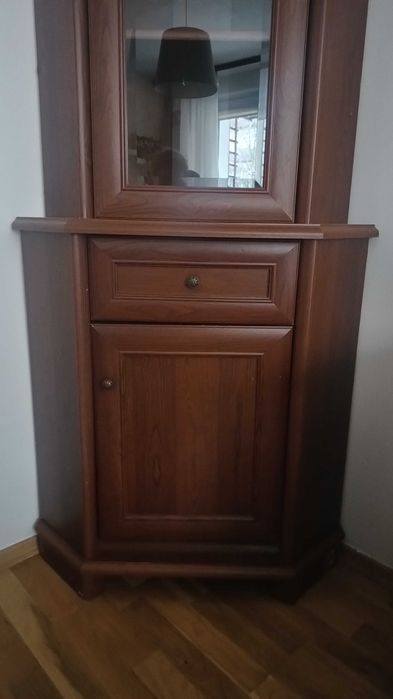 Witryna narożna brązowa 206 cm