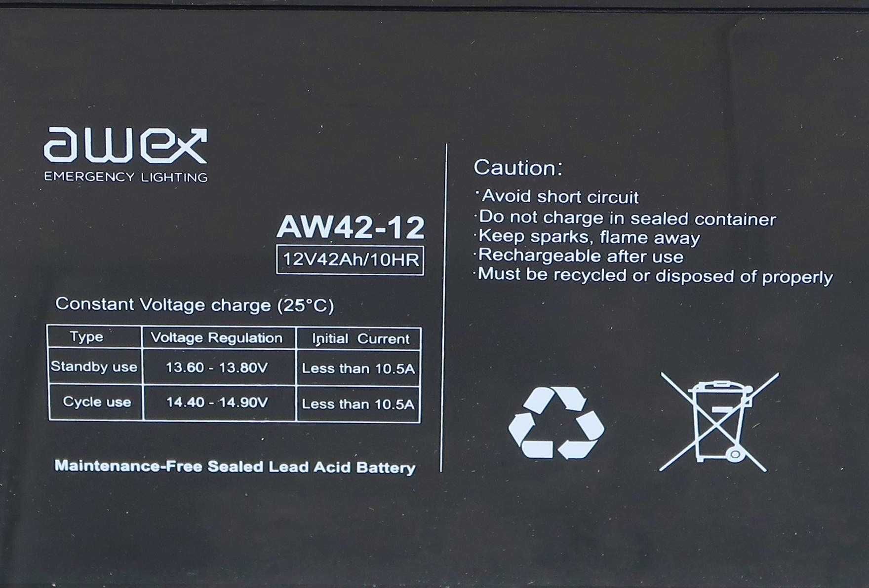 Akumulator 12V 42Ah AGM AWEX AW 42-12 – NOWY – do wózka inwalidzkiego