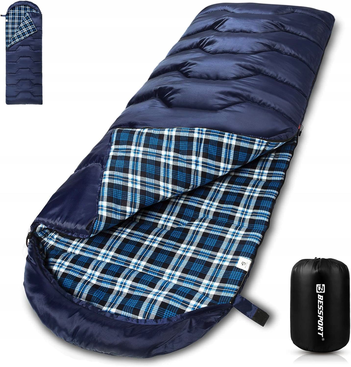 Bessport Śpiwór 3-4 pory roku flanelowy 210x80cm wodoodporny T258