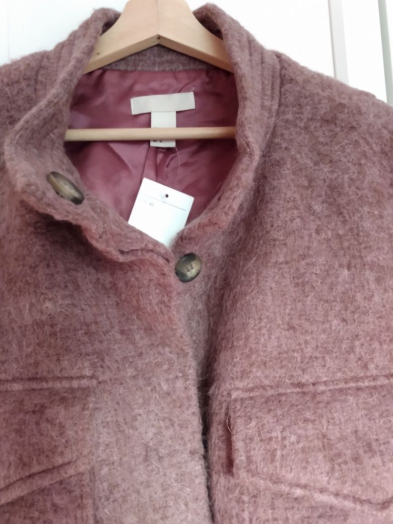 H&M trend premium kurtka płaszcz 40/42 wrzosowy
