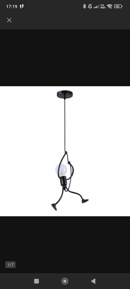 Lampa czarna ludzik