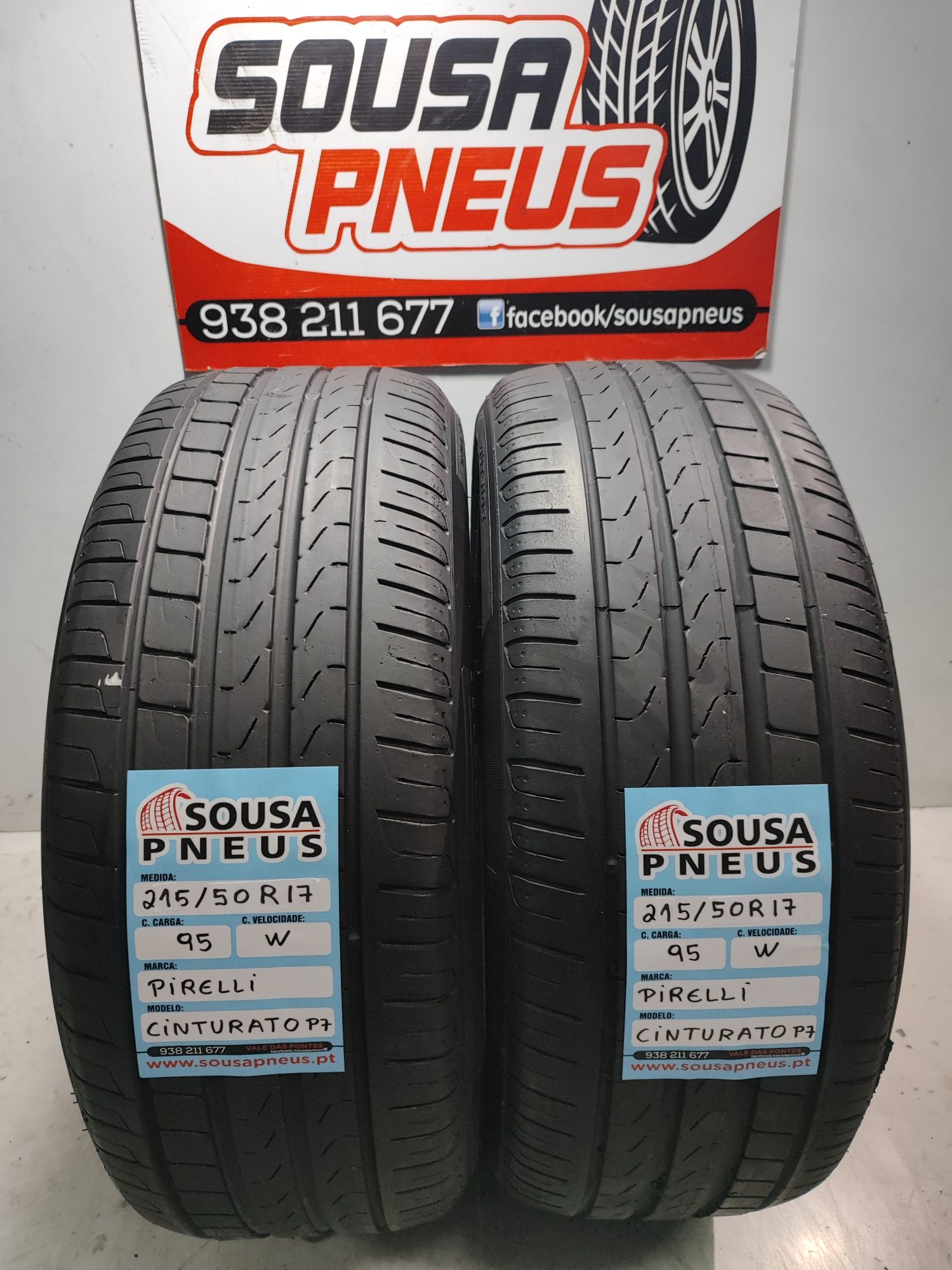 2 Pneus semi novos Pirelli Cinturato P7 215/50R17  95W Oferta da Entre