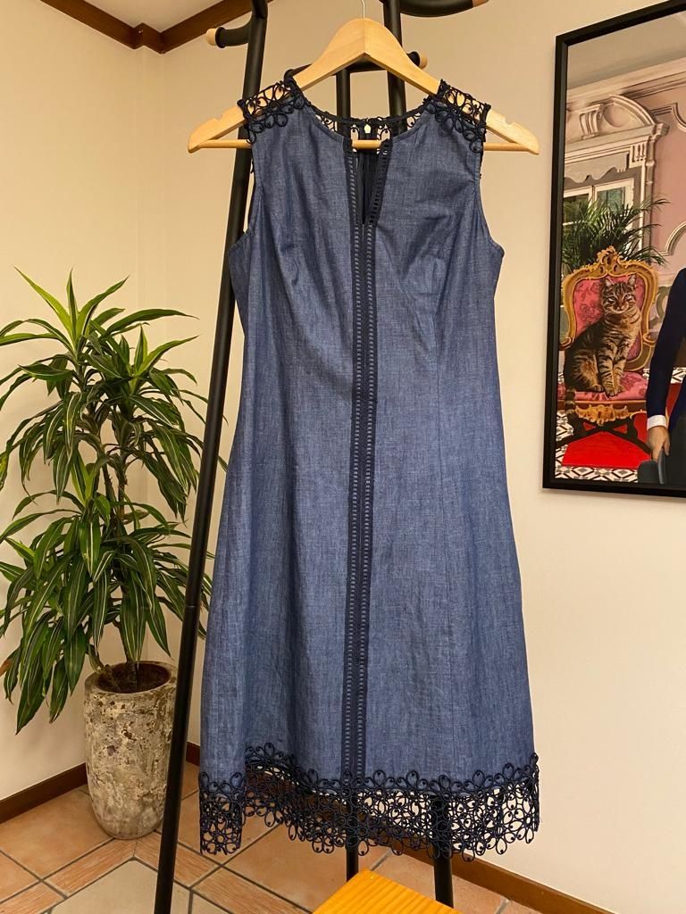 Vestido ganga azul Karl Lagerfeld NOVO (denim dress new)