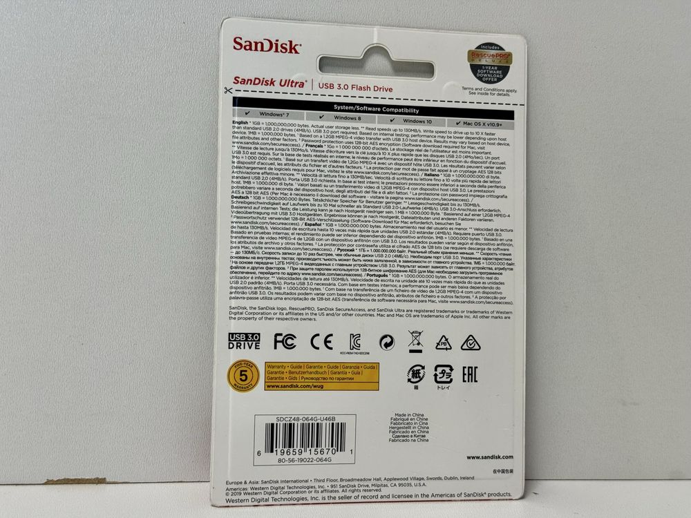 Нова Флешка USB 3.0 64Gb SanDisk Ultra Blue (SDCZ48-064G-U46B)