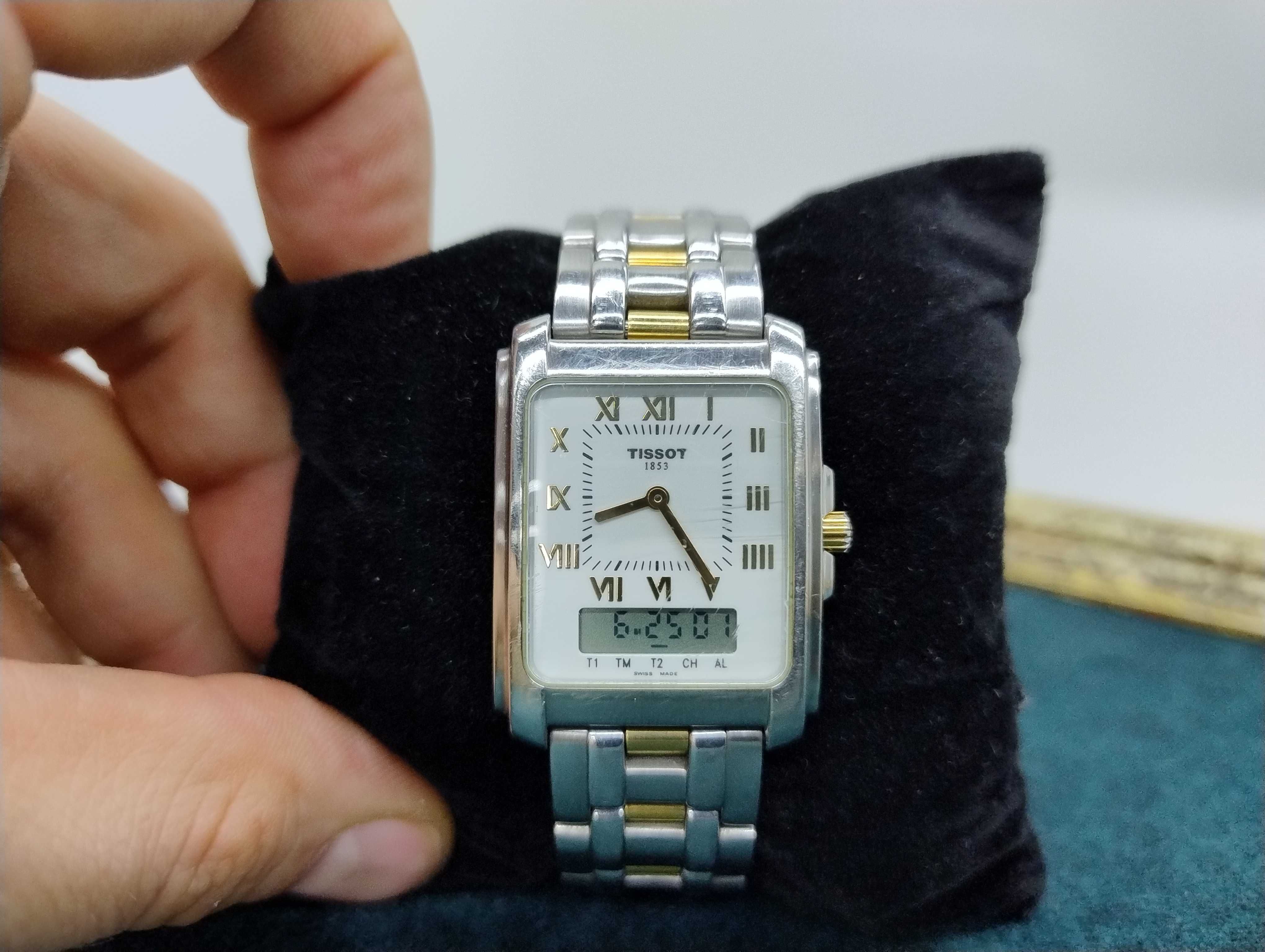 Przepiękny Zegarek Tissot dual time Oryginalny stal Bransoleta Swiss !