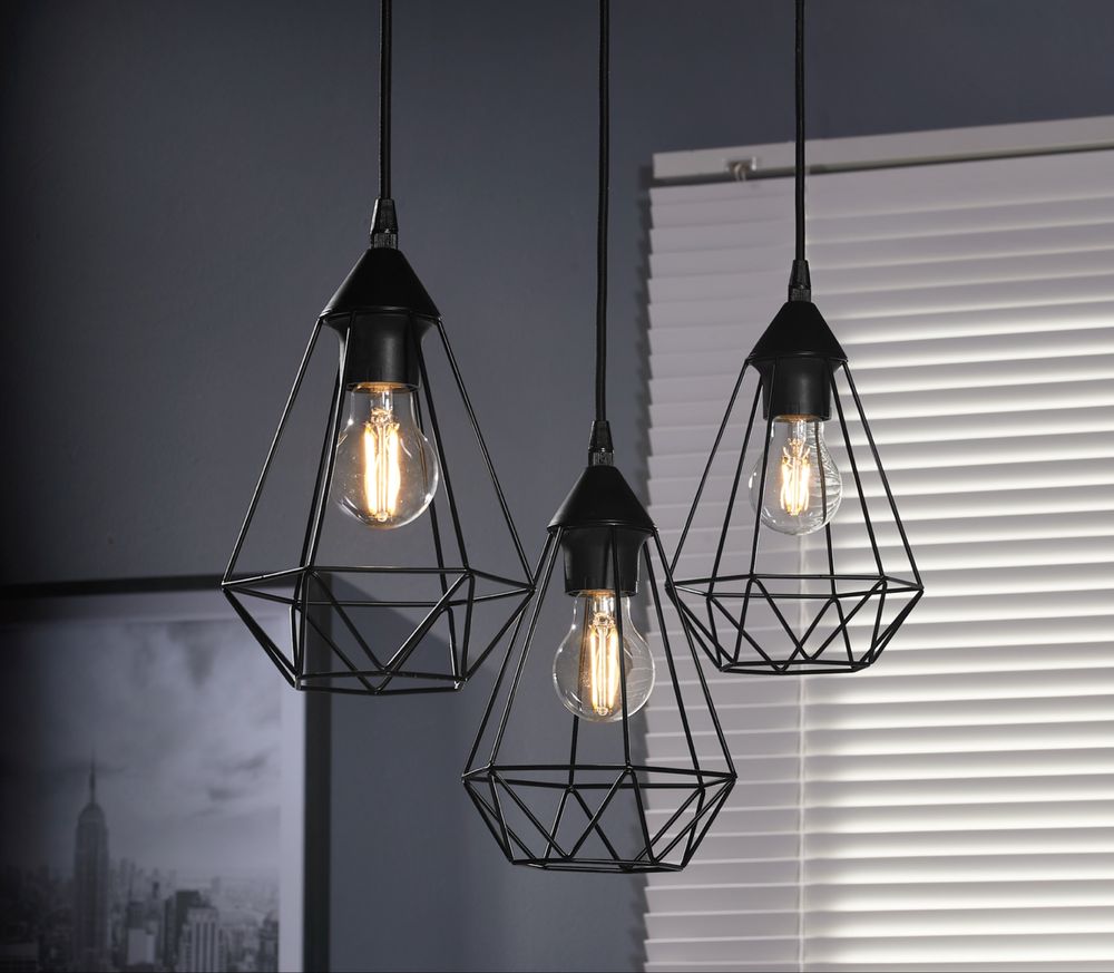 Lampa wisząca Byron czarna loftowa  żyrandol