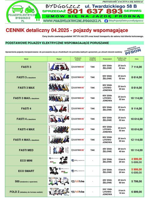 Nowy FASTI MED 4-kołowy pojazd elektryczny ułatwiający poruszanie