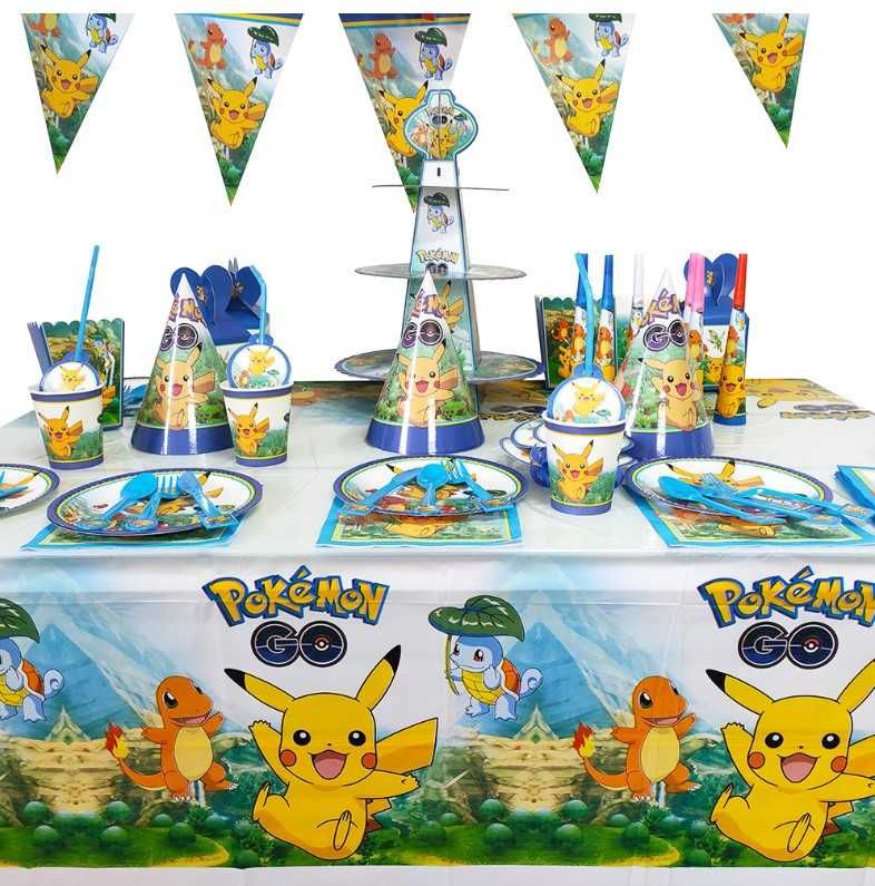 Obrus foliowy Pokemon Pikachu Bulbasaur Charmander dekoracja urodziny