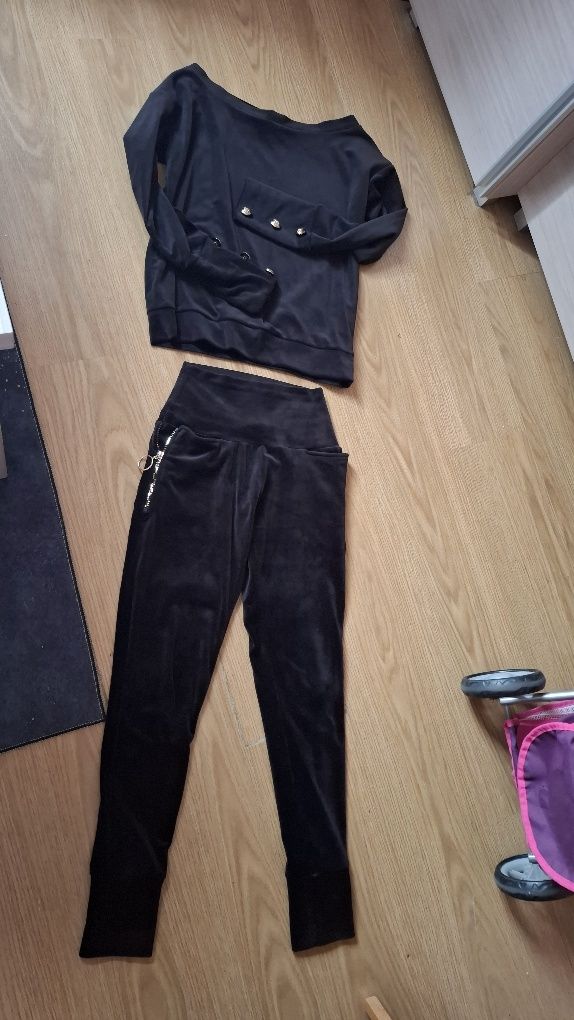 welurowy dres komplet dresowy damski s. moriss rozmiar 36