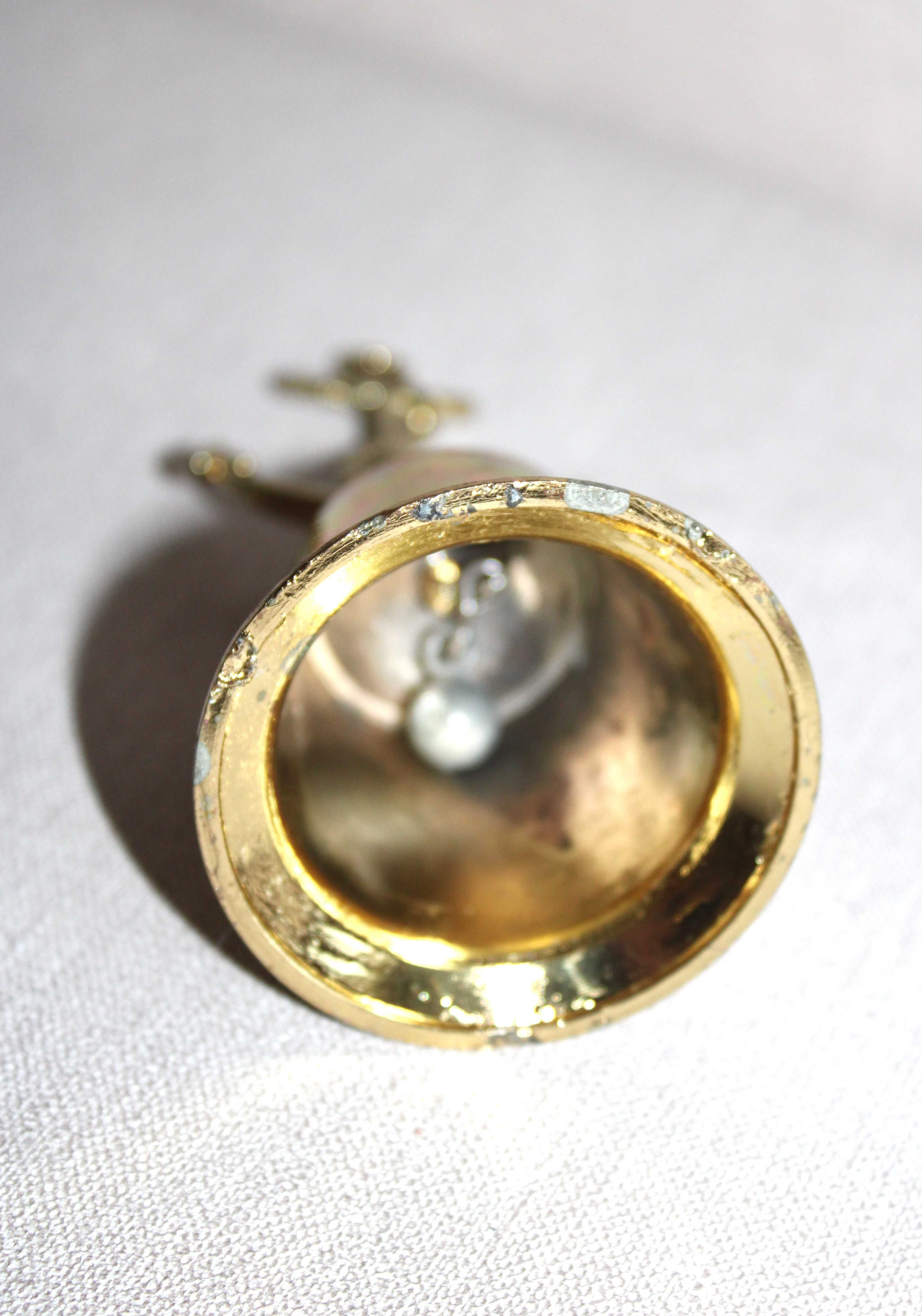 Dzwonek metalowy, złoty, motyw marynistyczny