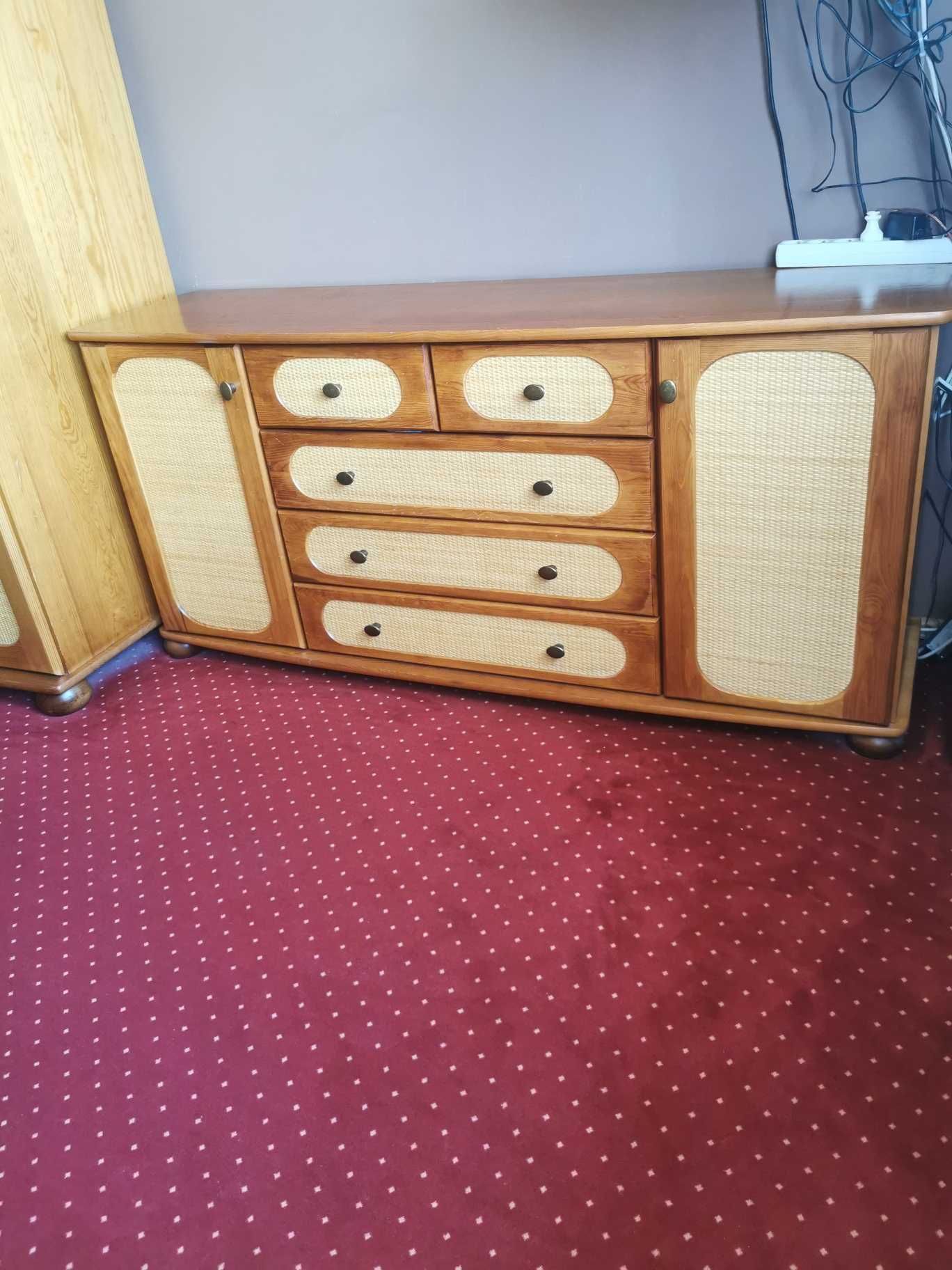 Meble Sosnowe z rattanem (8 elementów)