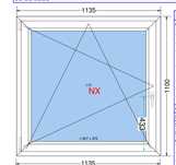 Dwa okna 1135 mm x 1100 mm